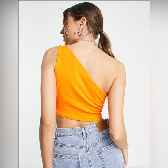 Noisy May Tall One Shoulder Crop Top | Orange | Size XL - Picture 3 of 10